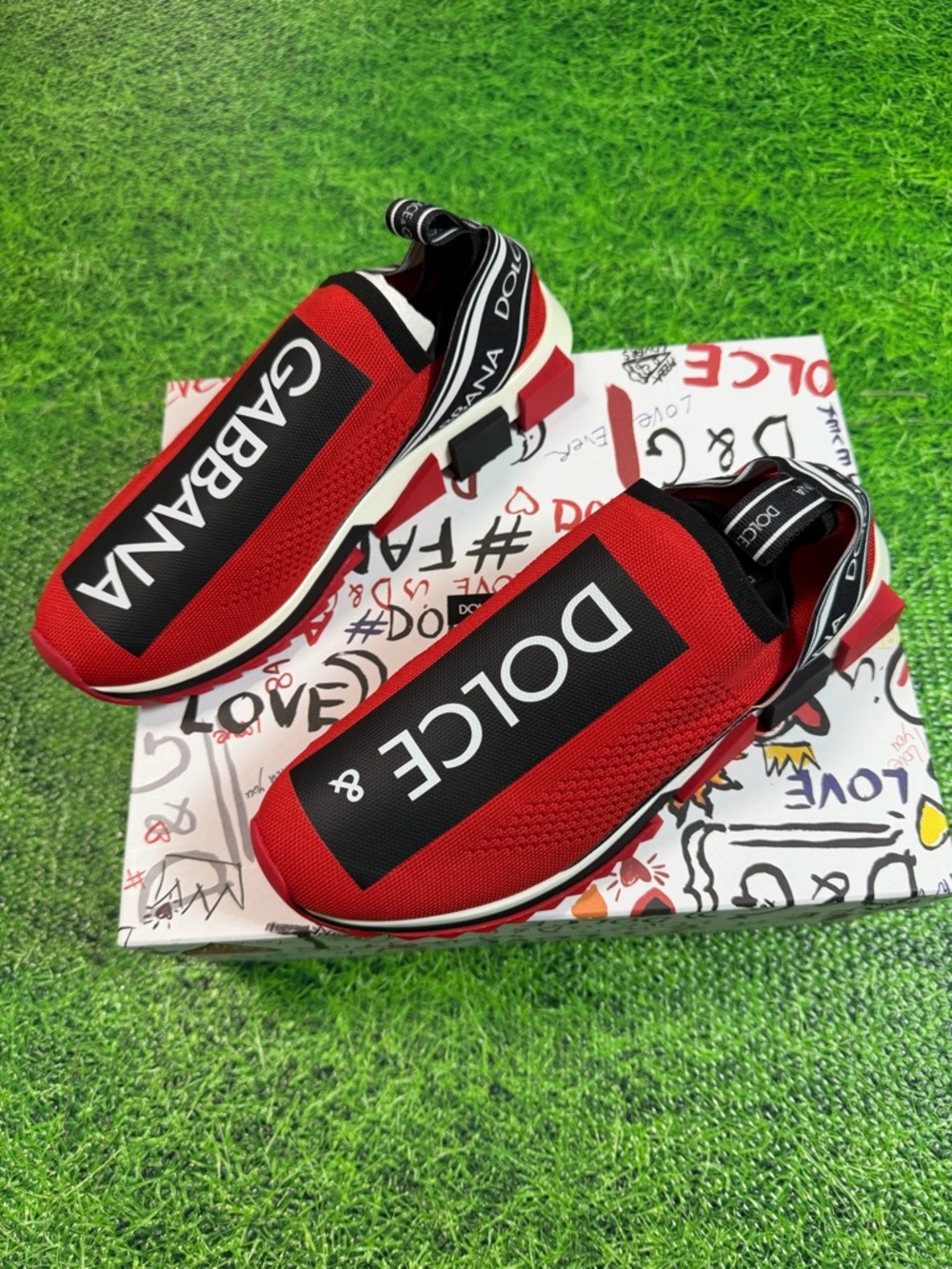 $1250 Designer Dolce & Gabbana Men's Logo Low Top Slip On Fashion Sneakers 42